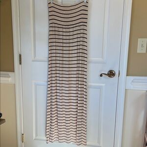 Zenana Tan & Brown Striped Maxi Dress
